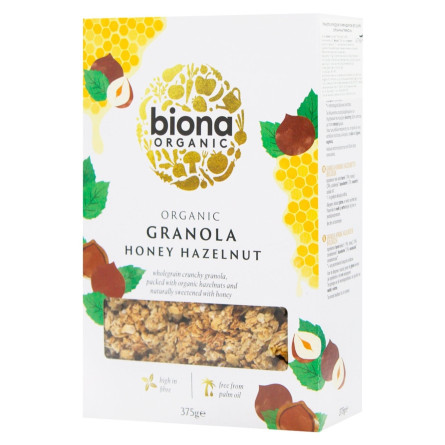 Гранола Biona Organic з медом та фундуком без цукру 375г