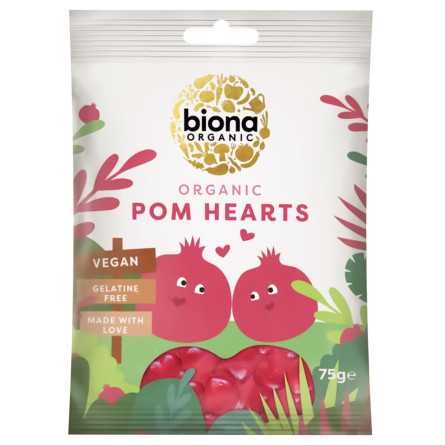 Конфеты желейные Biona Organic Pomegranate Hearts органические 75г