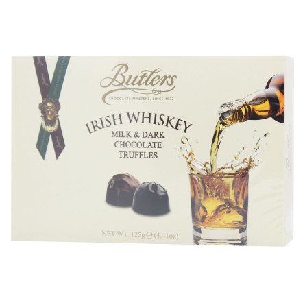 Трюфелі Butlers Irish Whiskey з молочного та чорного шоколаду 125г