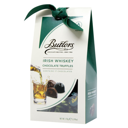 Трюфелі Butlers Irish Whiskey з молочного та чорного шоколаду 170г