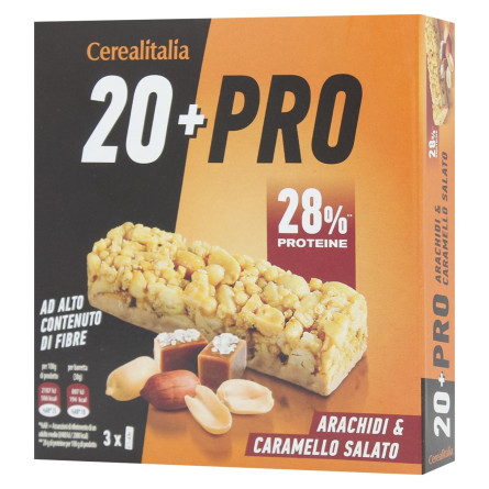 Батончик Cerealitalia 20+Pro зерновий з арахісом та солоною карамеллю 114г