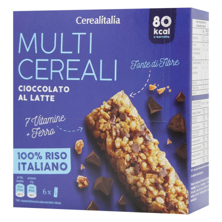 Батончики Cerealitalia Day By Day мультизернові з молочним шоколадом, вітамінами і мінералами 126г