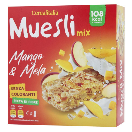 Батончики Cerealitalia Muesli Mix Манго & яблуко зернові 180г