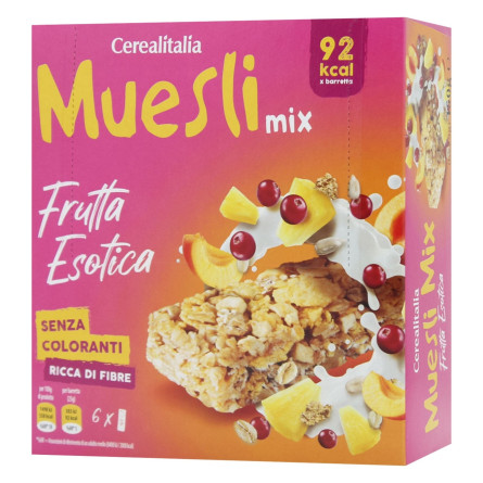 Батончики Cerealitalia Muesli Mix зернові з екзотичними фруктами 150г