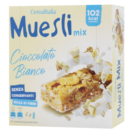 Батончики Cerealitalia Muesli Mix зернові з білим шоколадом 150г