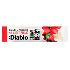 Батончик Diablo мюсли с клубникой покрыт йогуртом без сахара 30г mini slide 1