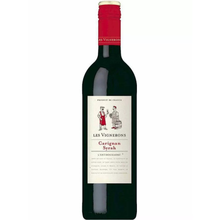 Вино Карін'ян Сіра / Carignan Syrah, Les Vignerons, червоне напівсухе 0.75л