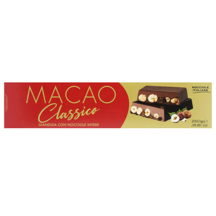 Батончик Cerealitalia Macao Classico Джандуйя Молочний шоколад з фундуком 250г