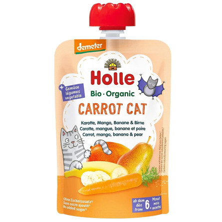 Пюре Holle Carrot Cat морковь манго банан груша с 6 месяцев 100г slide 1