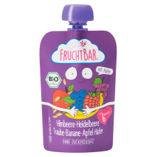 Пюре фруктовое Frucht Bar с малиной, черникой, виноградом, бананом, яблоком и овсом 100г mini slide 1