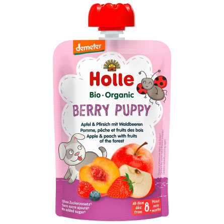 Пюре Holle Berry Puppy яблоко персик лесные ягоды с 8 месяцев 100г