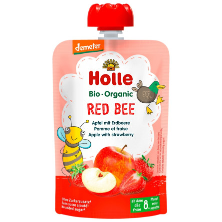 Пюре Holle Red Bee яблоко клубника с 8 месяцев 100г slide 1