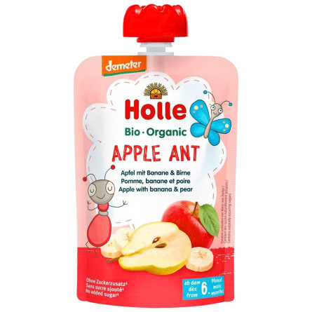 Пюре Holle Apple Ant яблуко банан груша з 6 місяців 100г slide 1