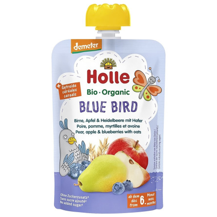 Пюре Holle Blue Bird груша яблуко чорниця овес з 6 місяців 100г