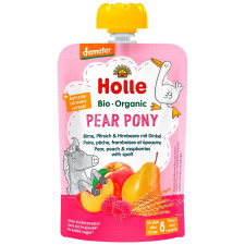 Пюре Holle Pear Pony груша персик малина спельта з 8 місяців 100г mini slide 1