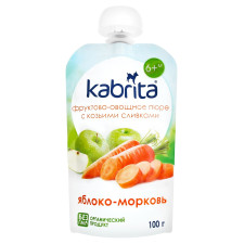 Пюре Kabrita яблуко-морква з козячими вершками 100г mini slide 1