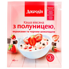Каша вівсяна Добродія з полуницею вершками та чорним шоколадом 40г mini slide 1