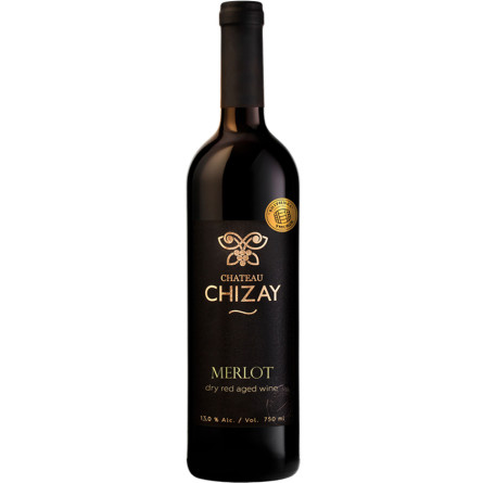 Вино Мерло, Чизай / Merlot, Chizay, червоне сухе 0.75л