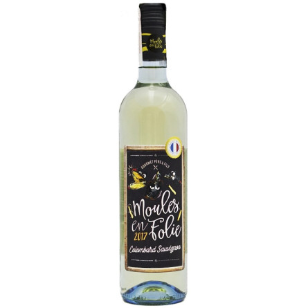 Вино Коломбар Совиньон / Colombard Sauvignon, Moules en Folie, Gourmet Pere Fils, белое сухое 0.75л