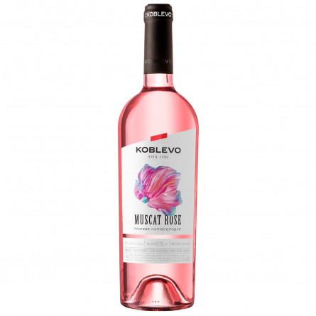 Вино розовое Коблево Мускат виноградное ординарное столовое полусладкое 12% стеклянная бутылка 750мл Украина slide 1