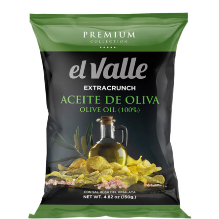 Чипсы картофельные с оливковым маслом и розовой гималайской солью, El Valle, 150г