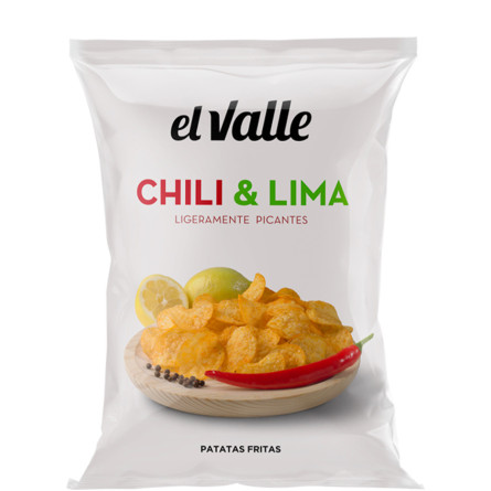 Чіпси картопляні зі смаком чилі та лайма, El Valle, 130г
