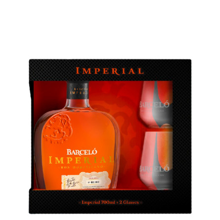Ром Империал, Барсело / Imperial, Barcelo, 38%, 0.7л, в подарочной коробке + 2 бокала