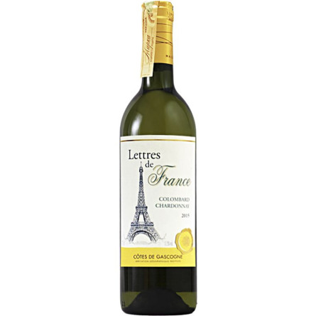 Вино Коломбар - Шардонне / Colombard - Chardonnay, Lettres de France, белое сухое 0.75л