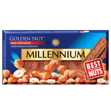 Шоколад Millennium Golden Nut молочний з цільними лісовими горіхами 100г mini slide 1