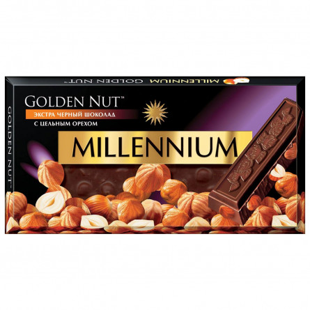 Шоколад Millennium Golden Nut чорний з цільними лісовими горіхами 90г slide 1