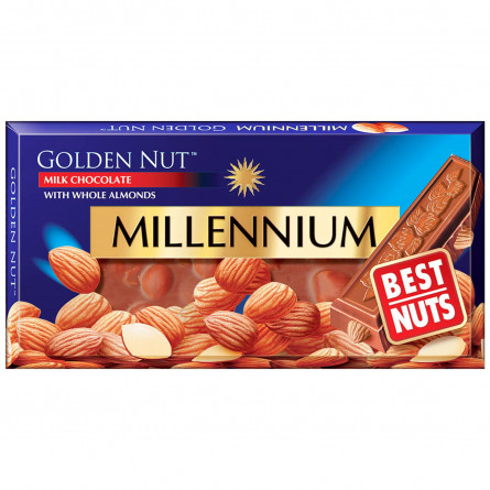 Шоколад Millennium Golden Nut молочный с цельным миндалем 90г