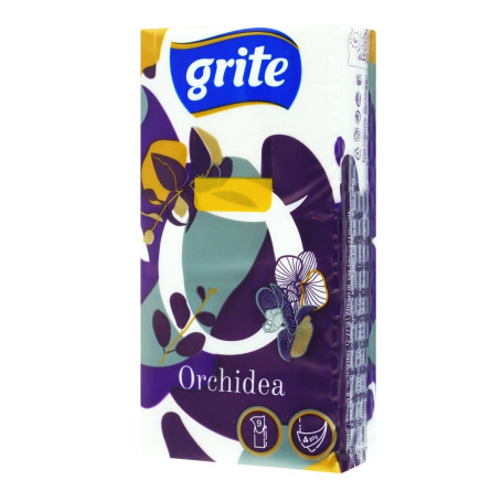 Хустинки паперові Grite Orchidea чотиришарові 9шт