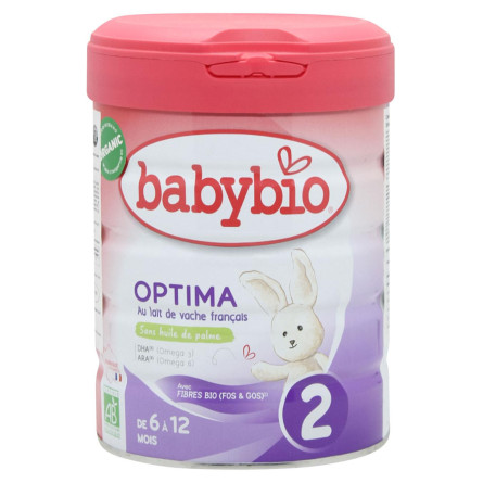 Заменитель грудного молока Babybio Optima2 от 6 до 12 месяцев органический 800г