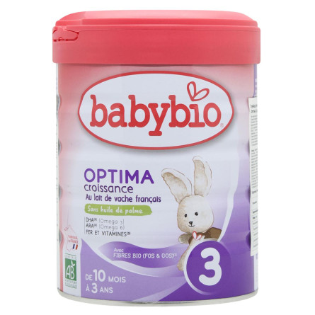 Замінник грудного молока Babybio Optima3 від 10 місяців до 3 років органічний 800г