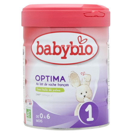 Заменитель грудного молока Babybio Optima1 от 0 до 6 месяцев органический 800г