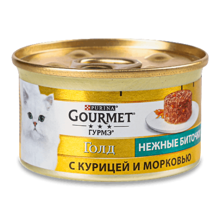 Корм для котів Gourmet «Ніжні биточки» курка-морква
