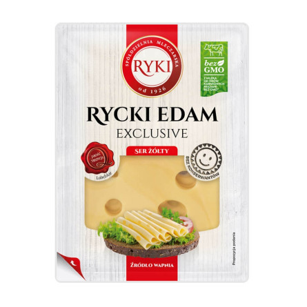 Сир напівтвердий 135г Ryki Едам пластинками 45% slide 1