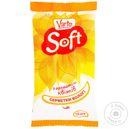 Вологі серветки Varto Soft з ароматом квітів 15шт