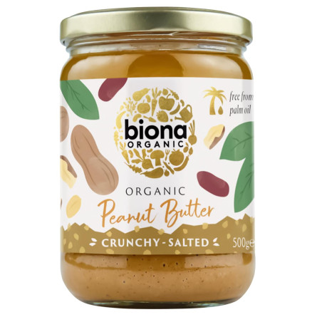 Паста Biona Organic арахісова хрустка з морською сіллю 500г