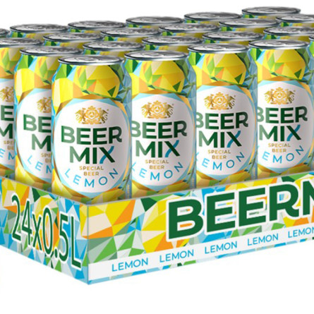 Упаковка пива Beermix Лимон світле фільтроване 2.5% 0.5 л х 24 шт.