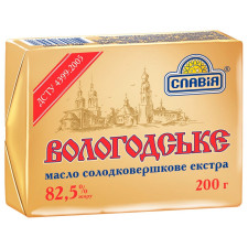 Масло Славія Вологодське солодковершкове екстра 82,5% 200г mini slide 1