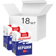 Упаковка вершків ультрапастеризованих Яготинські 15% 500 г х 18 шт. mini slide 1