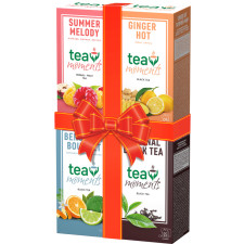 Набір чаю асорти Tea Moments Чорний зі смаком малини Summer Melody 25 сашетів + Чорний з імбиром Ginger Hot 25 сашетів + Чорний зі смаком бергамота Bergamot Bouquet 25 сашетів + Чорний класичний чай Everyday Black Tea 25 сашетів mini slide 1