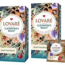 Упаковка чая Lovare зеленого с фруктами и лепестками цветов Ночь Клеопатри 2 пачки по 24 пакетиков mini slide 1