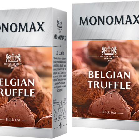 Упаковка чаю чорного цейлонського листового Мономах Belgian Truffle з лапачо, пелюстками квітів і натуральним ароматом трюфель 80 г х 2 шт.