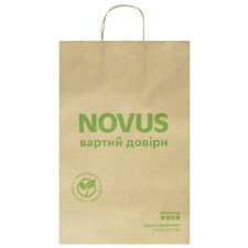 Пакет Novus з бурого крафту з паперовими крученими ручками 49x32см mini slide 1
