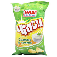 Чіпси Наш Продукт картопляні сметана та зелень 70г mini slide 1