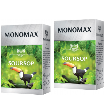 Упаковка чая китайского зеленого листового Мономах Soursop с натуральным ароматом саусепа 90 г х 2 шт slide 1