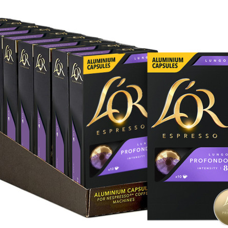 Набір кави в капсулах L'OR Lungo Profondo 10 пачок x 10 шт. (100 капсул) сумісні з Nespresso 100% Арабіка