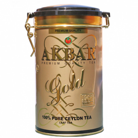 Чай черный листовой Akbar Gold 450 г в жестяной банке slide 1